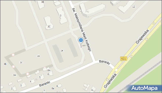 Ełk, św. Maksymiliana Marii Kolbego, 1, mapa Ełku
