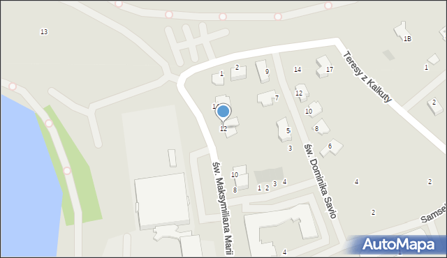 Ełk, św. Maksymiliana Marii Kolbego, 12, mapa Ełku