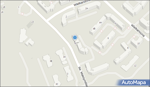 Ełk, św. Maksymiliana Marii Kolbego, 4, mapa Ełku