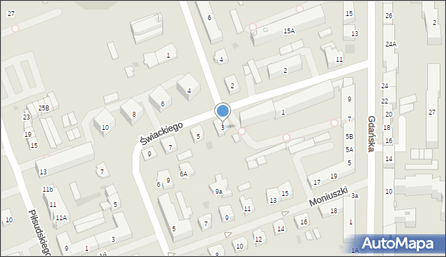 Ełk, Świackiego-Sępa Władysława, por., 3, mapa Ełku