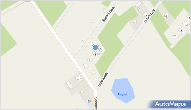 Faryny, Świerkowa, 6, mapa Faryny
