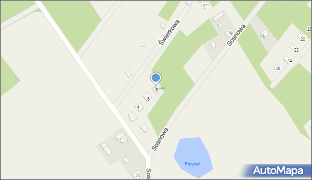 Faryny, Świerkowa, 8, mapa Faryny