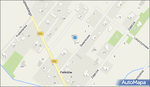 Feliksów, Świerkowa, 1, mapa Feliksów