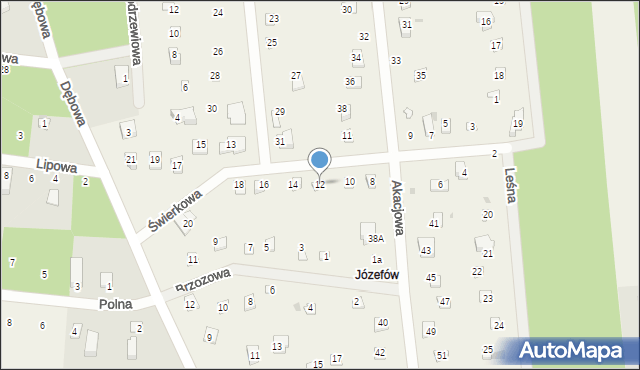 Florentynów, Świerkowa, 12, mapa Florentynów