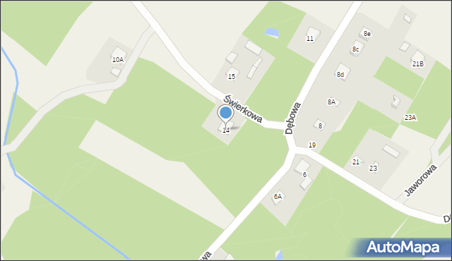 Franciszków, Świerkowa, 14, mapa Franciszków