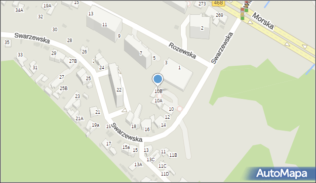 Gdynia, Swarzewska, 10B, mapa Gdyni