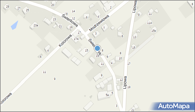 Gęsiniec, Świerkowa, 13, mapa Gęsiniec