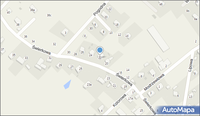 Gęsiniec, Świerkowa, 22, mapa Gęsiniec