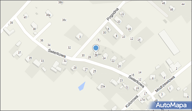 Gęsiniec, Świerkowa, 26, mapa Gęsiniec