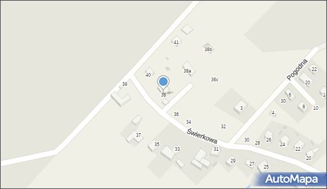 Gęsiniec, Świerkowa, 38, mapa Gęsiniec