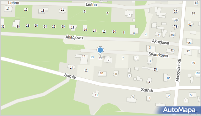 Gliniak, Świerkowa, 11, mapa Gliniak