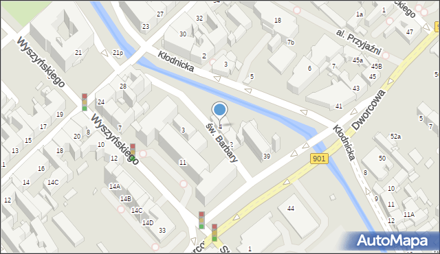 Gliwice, św. Barbary, 4, mapa Gliwic