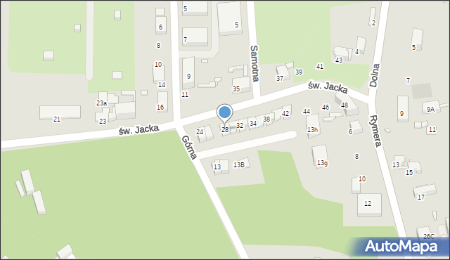 Gliwice, św. Jacka, 28, mapa Gliwic