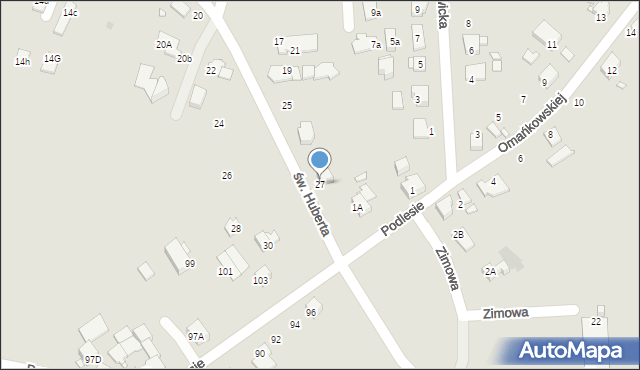 Gliwice, św. Huberta, 27, mapa Gliwic