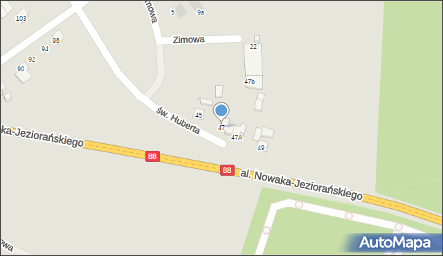 Gliwice, św. Huberta, 47, mapa Gliwic