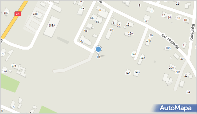 Gliwice, św. Huberta, 8d, mapa Gliwic