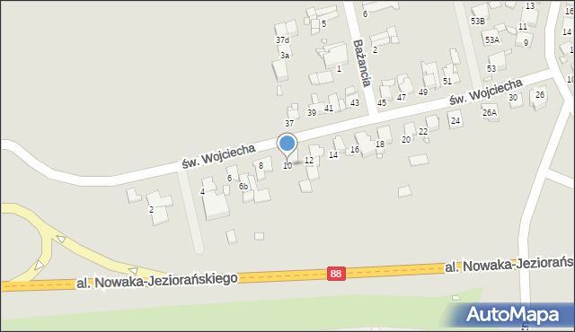 Gliwice, św. Wojciecha, 10, mapa Gliwic