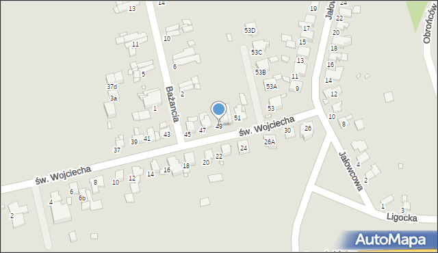 Gliwice, św. Wojciecha, 49, mapa Gliwic