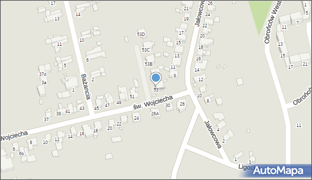 Gliwice, św. Wojciecha, 53, mapa Gliwic