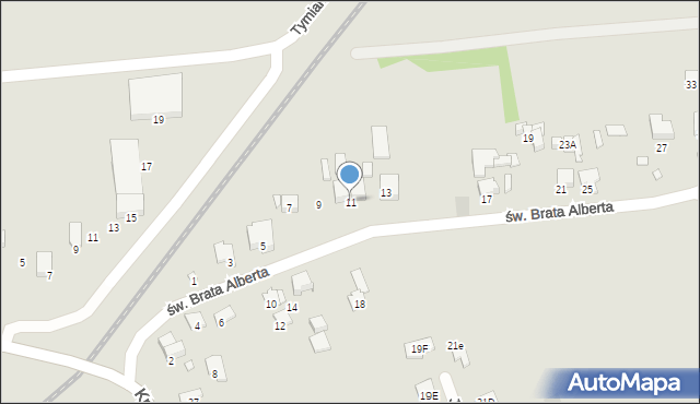 Gliwice, św. Brata Alberta, 11, mapa Gliwic