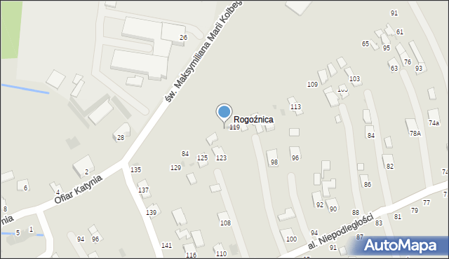 Głogów Małopolski, św. Maksymiliana Marii Kolbego, 121, mapa Głogów Małopolski