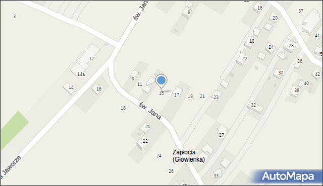 Głowienka, św. Jana, 15, mapa Głowienka