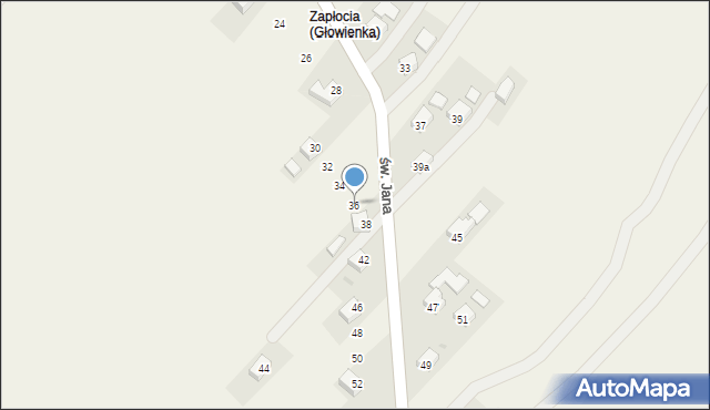 Głowienka, św. Jana, 36, mapa Głowienka