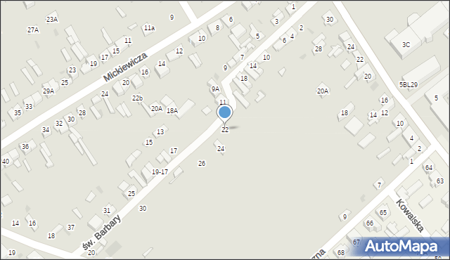 Głowno, św. Barbary, 22, mapa Głowno