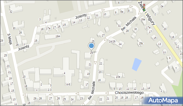 Gniezno, św. Michała, 23, mapa Gniezna
