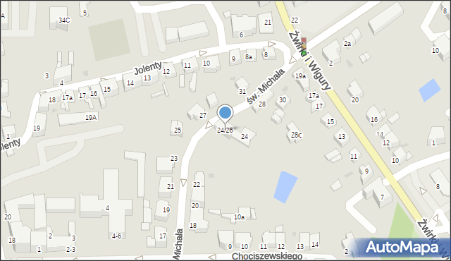 Gniezno, św. Michała, 24/26, mapa Gniezna