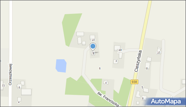 Golasowice, św. Franciszka, 8, mapa Golasowice