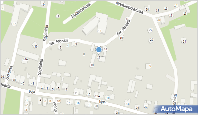 Goniądz, św. Rozalii, 12, mapa Goniądz