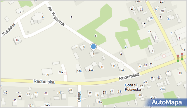 Góra Puławska, św. Wojciecha, 3, mapa Góra Puławska