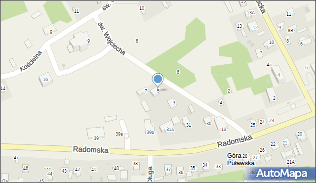 Góra Puławska, św. Wojciecha, 5, mapa Góra Puławska