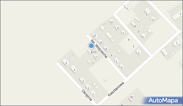 Gorzędziej, św. Wojciecha, 9, mapa Gorzędziej