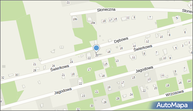 Gródek, Świerkowa, 20, mapa Gródek