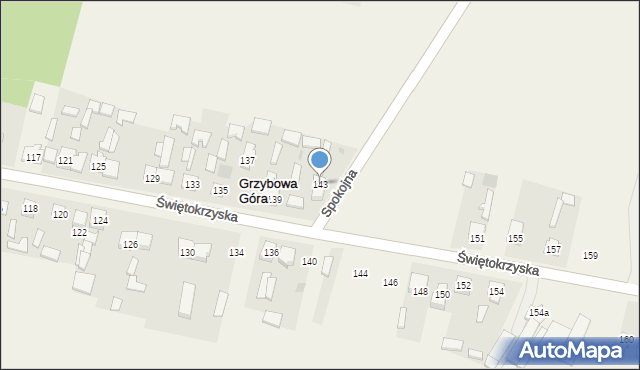Grzybowa Góra, Świętokrzyska, 143, mapa Grzybowa Góra