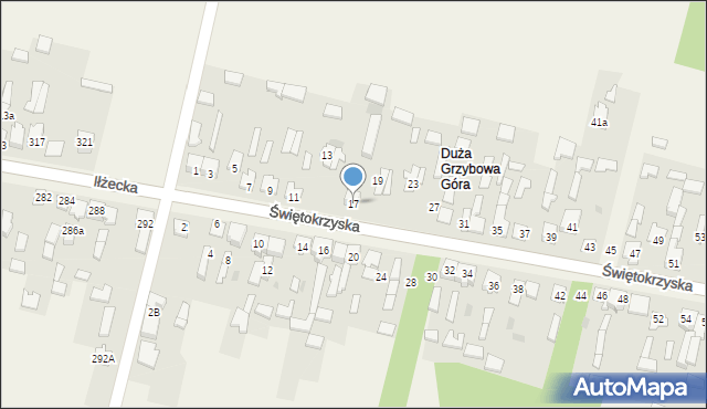 Grzybowa Góra, Świętokrzyska, 17, mapa Grzybowa Góra