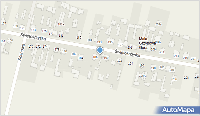 Grzybowa Góra, Świętokrzyska, 188, mapa Grzybowa Góra