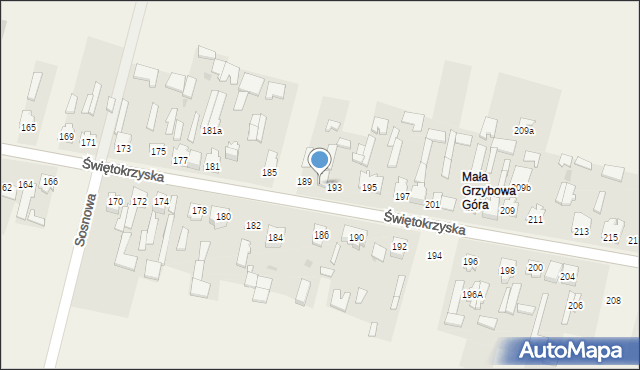 Grzybowa Góra, Świętokrzyska, 191, mapa Grzybowa Góra