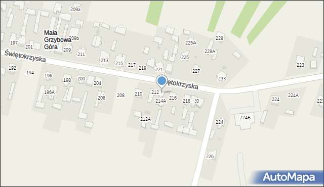 Grzybowa Góra, Świętokrzyska, 214, mapa Grzybowa Góra
