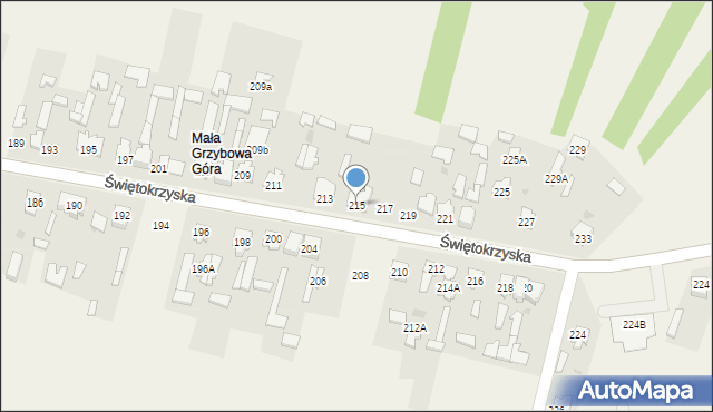 Grzybowa Góra, Świętokrzyska, 215, mapa Grzybowa Góra
