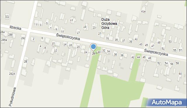 Grzybowa Góra, Świętokrzyska, 28, mapa Grzybowa Góra