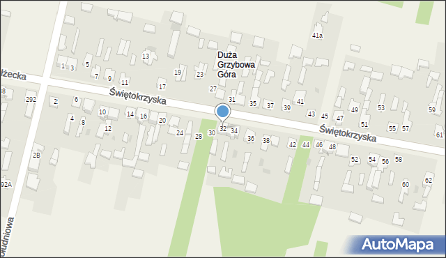 Grzybowa Góra, Świętokrzyska, 32, mapa Grzybowa Góra