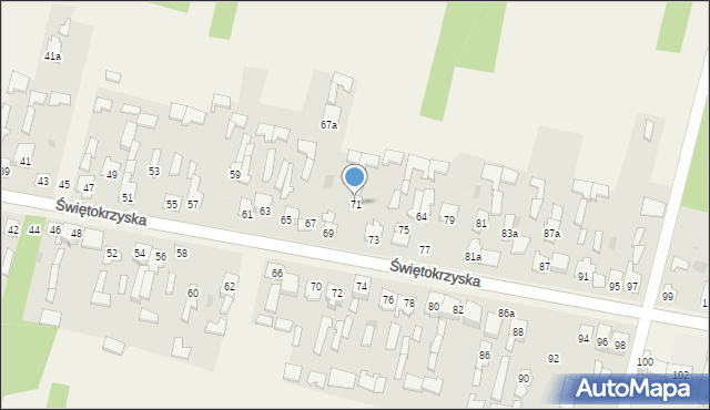 Grzybowa Góra, Świętokrzyska, 71, mapa Grzybowa Góra