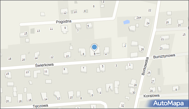 Grzybowo, Świerkowa, 6, mapa Grzybowo