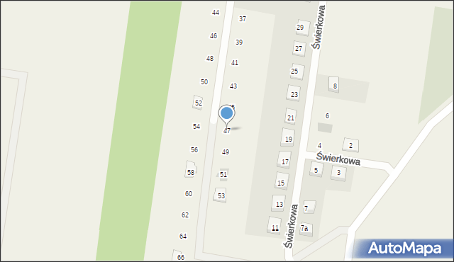 Grzymalin, Świerkowa, 47, mapa Grzymalin