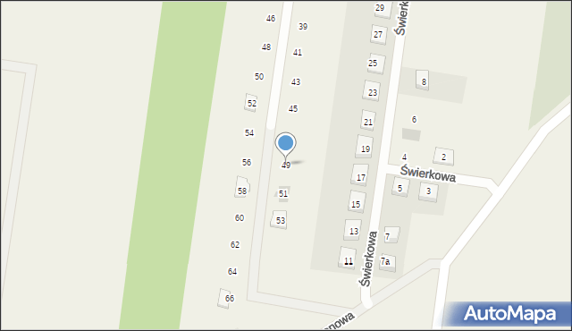 Grzymalin, Świerkowa, 49, mapa Grzymalin