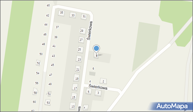Grzymalin, Świerkowa, 8, mapa Grzymalin