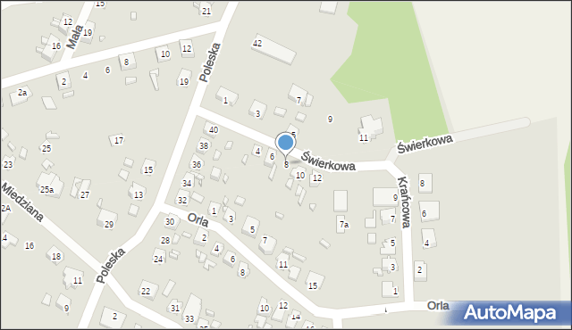 Gubin, Świerkowa, 8, mapa Gubin